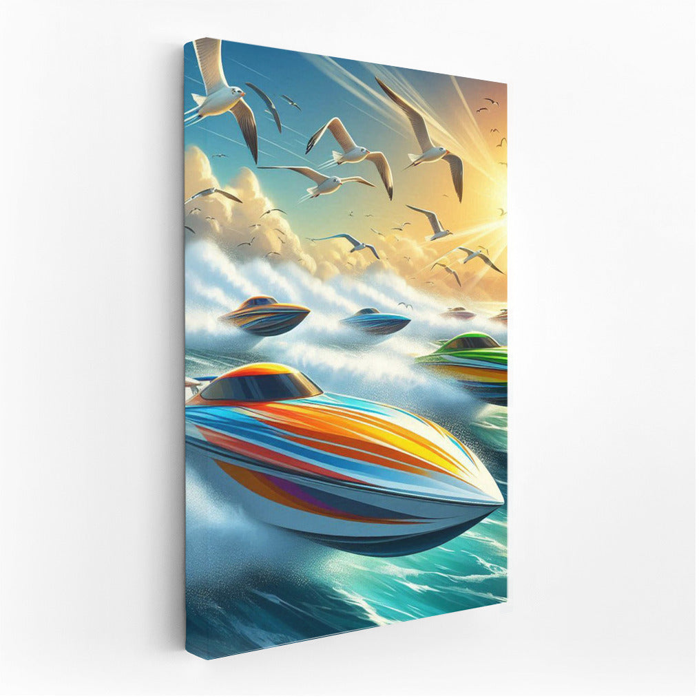 Speed and Freedom: Sports Cars on Water and Seagulls in Flight