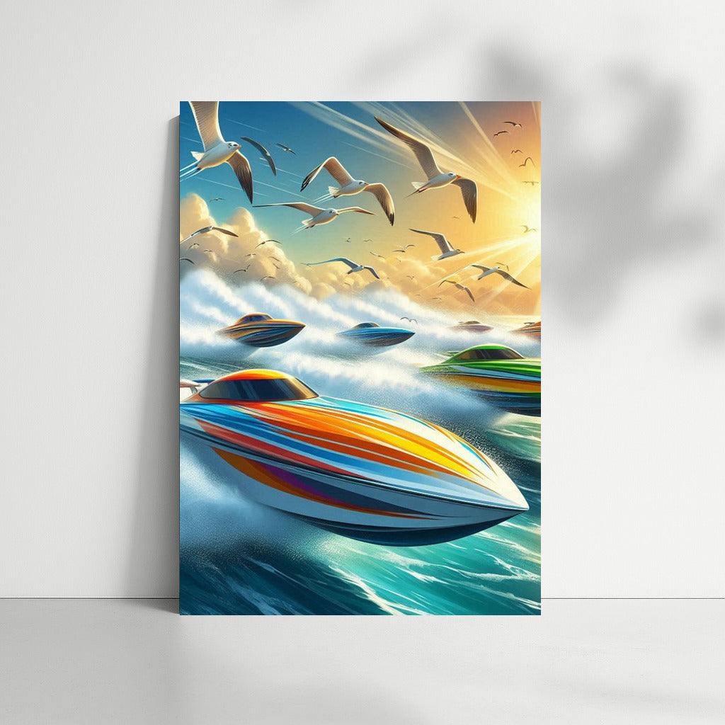 Speed and Freedom: Sports Cars on Water and Seagulls in Flight