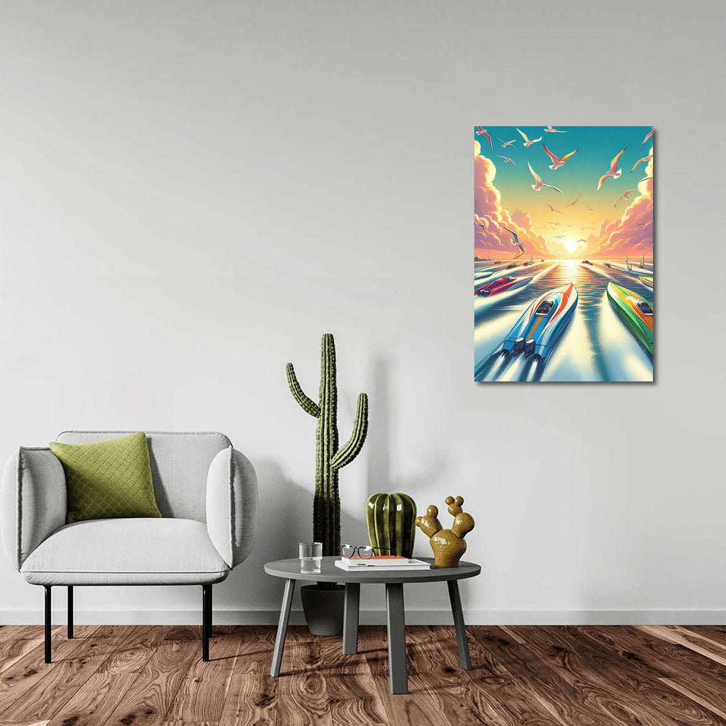 Sunset Glide: Sports Boats on the Water