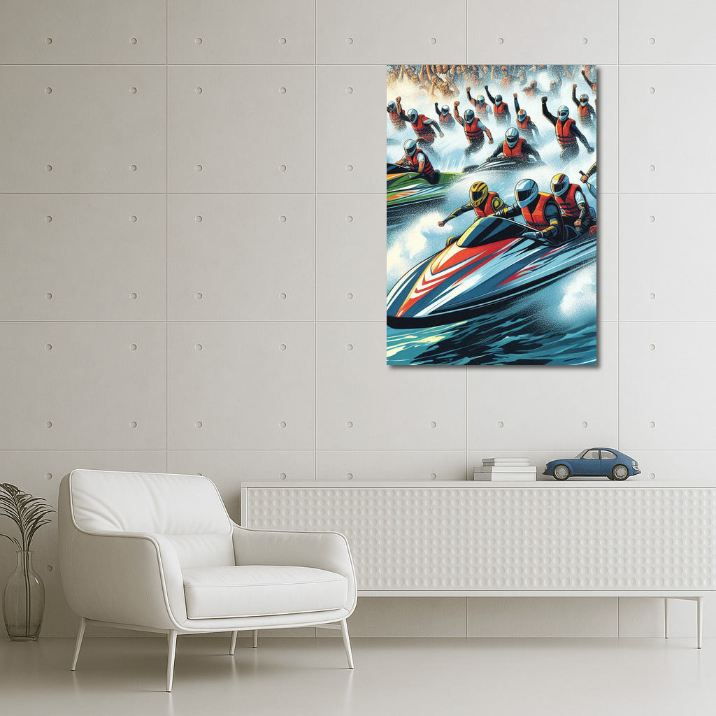 Bright Swim: Sports Boats on the River