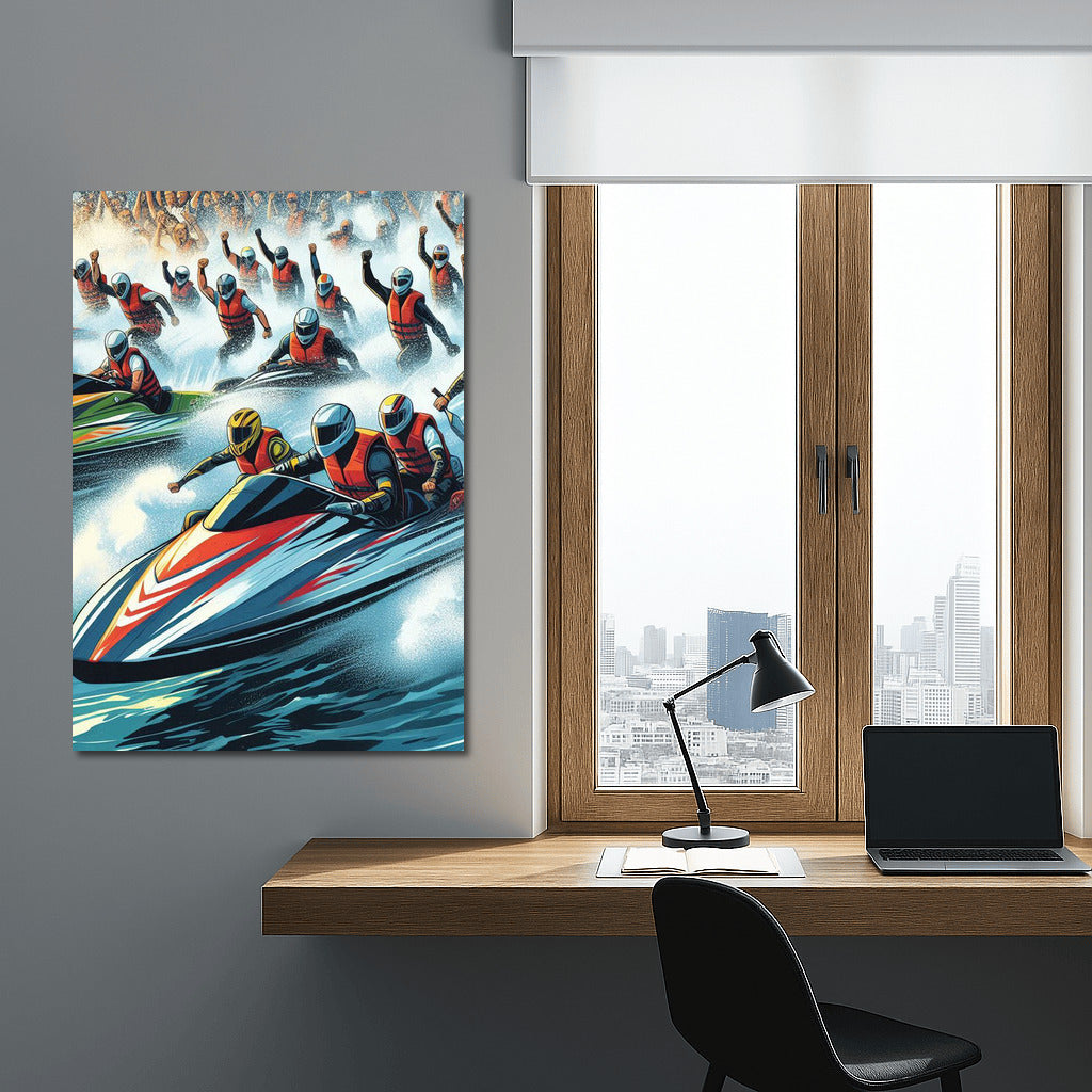 Bright Swim: Sports Boats on the River