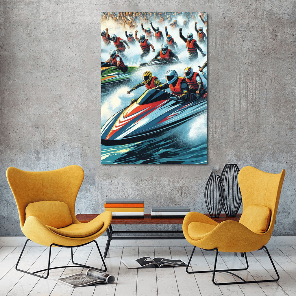 Bright Swim: Sports Boats on the River