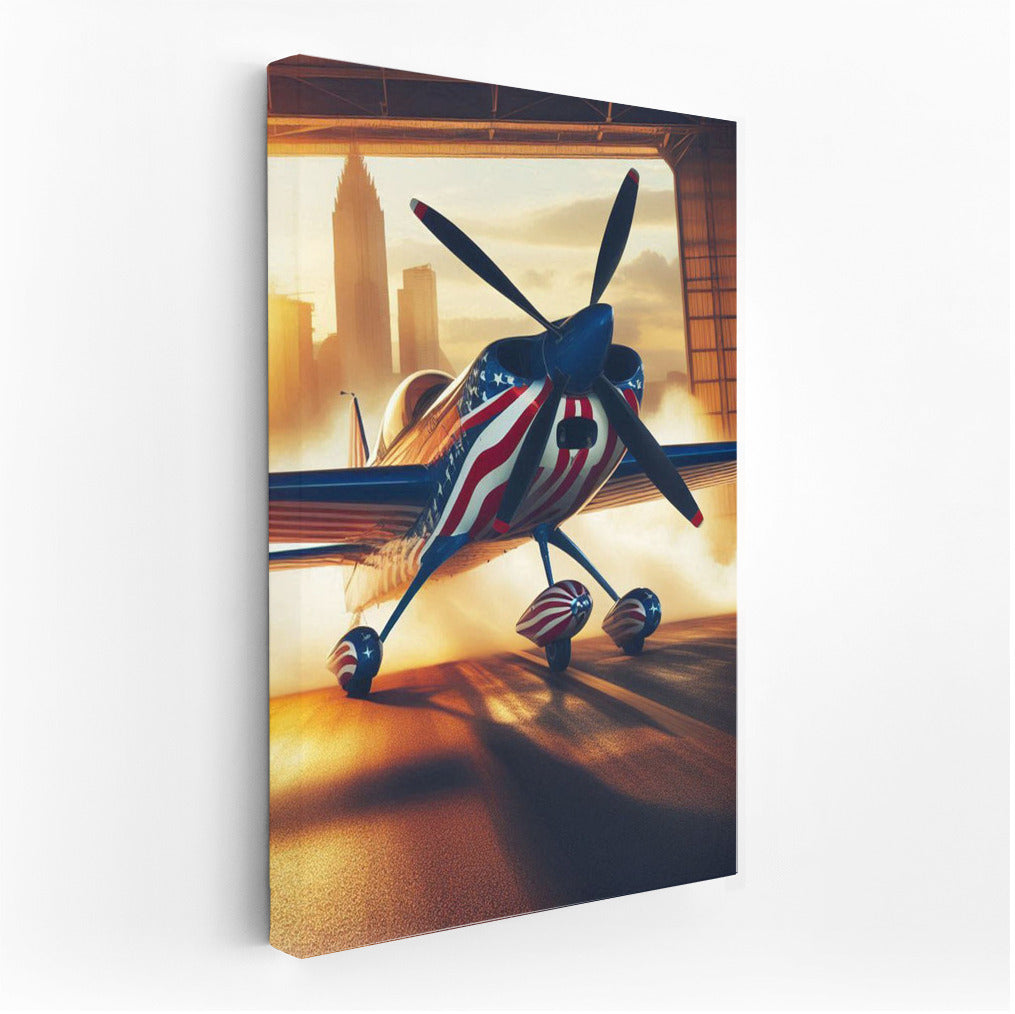 Sunset Flight: Acrobatic Airplane at the Airport