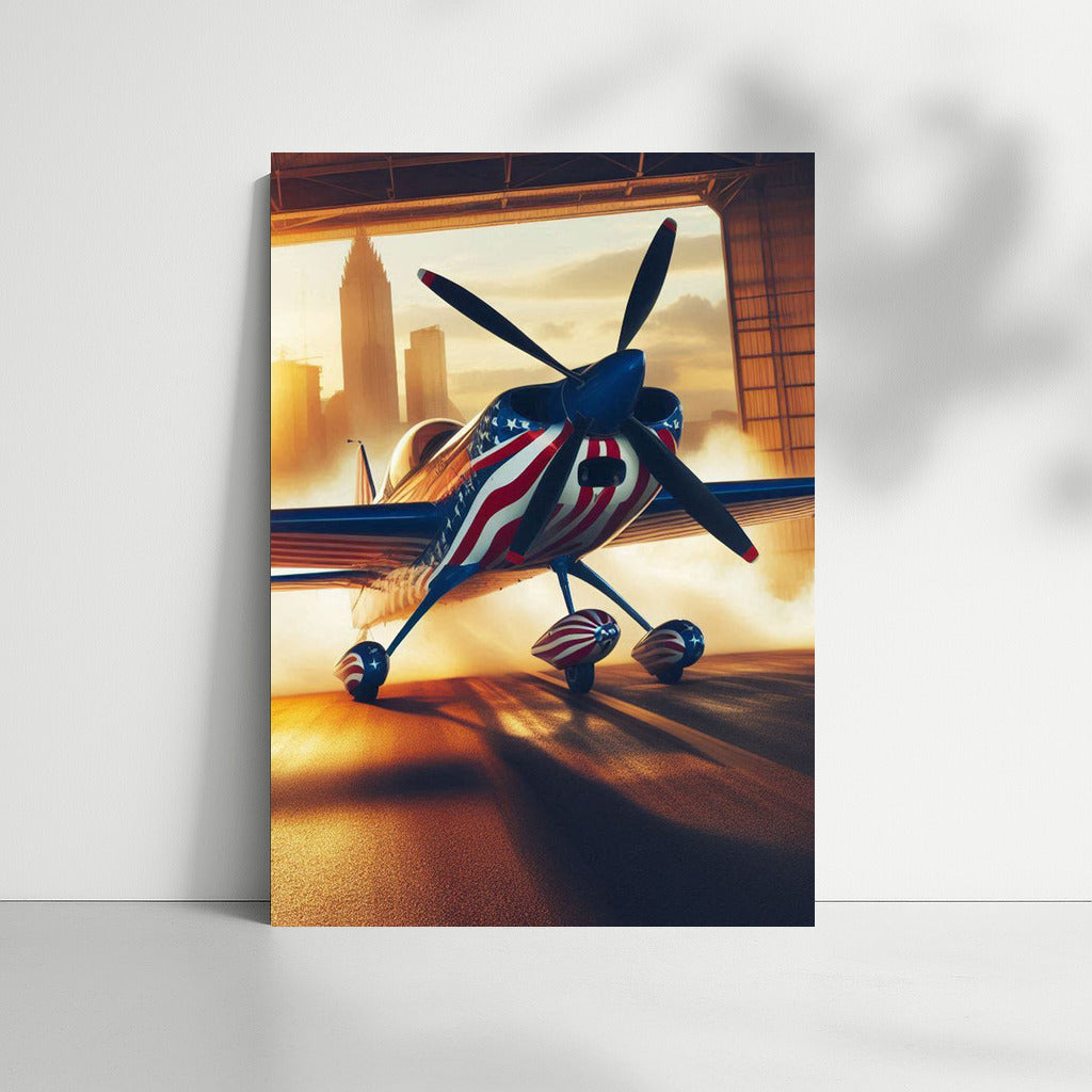 Sunset Flight: Acrobatic Airplane at the Airport