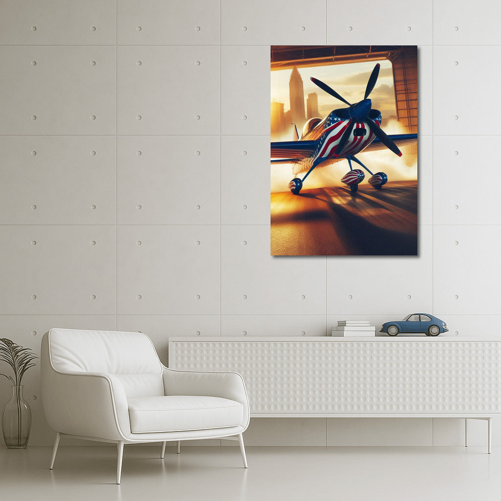 Sunset Flight: Acrobatic Airplane at the Airport