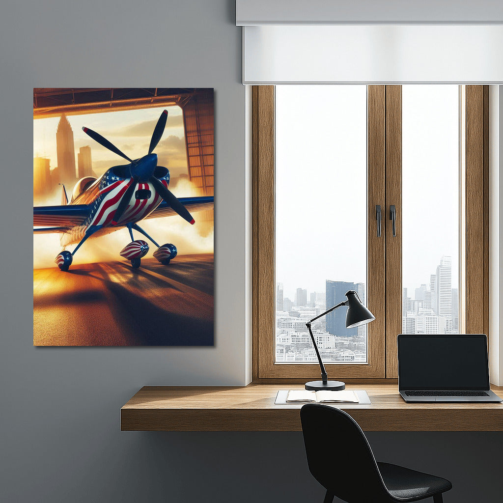 Sunset Flight: Acrobatic Airplane at the Airport