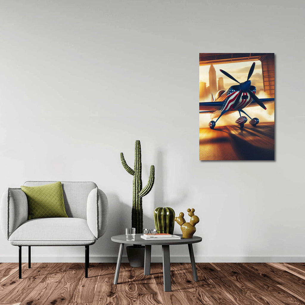 Sunset Flight: Acrobatic Airplane at the Airport