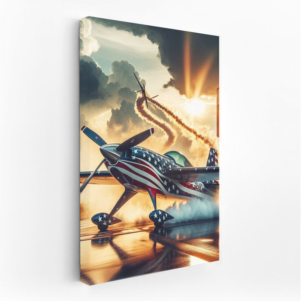 Sunset Flight: Acrobatic Airplane at the Airport