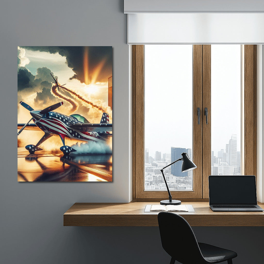 Sunset Flight: Acrobatic Airplane at the Airport