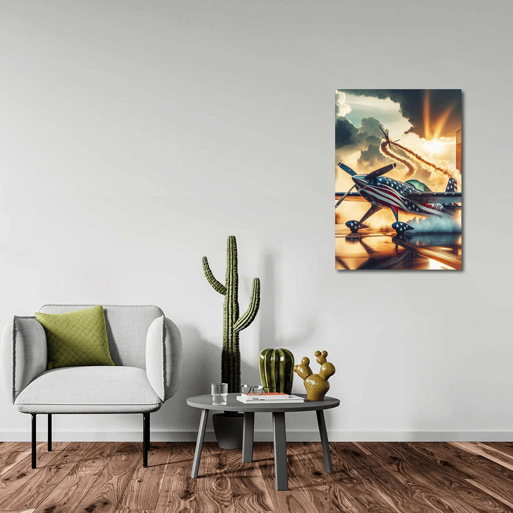 Sunset Flight: Acrobatic Airplane at the Airport