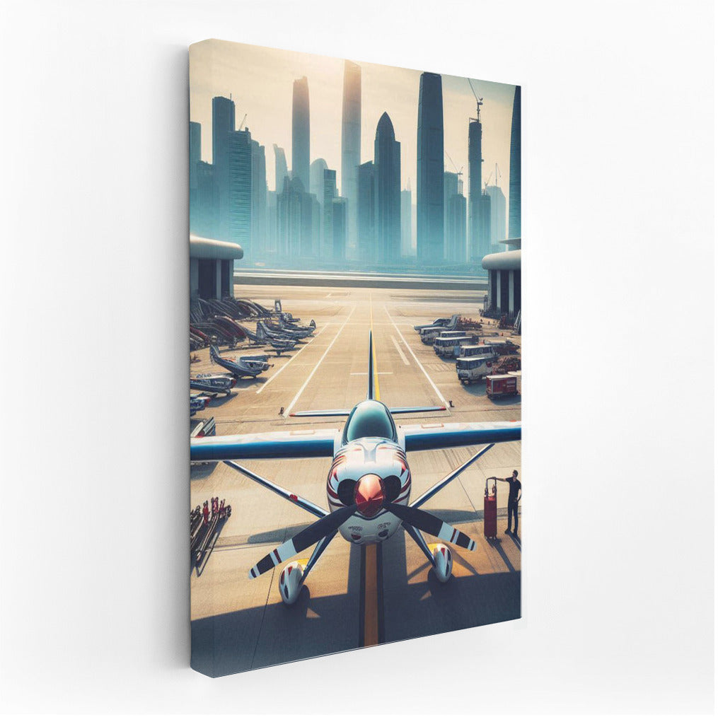 StuntAerobatic Aircraft: Flight over the Megapolis
