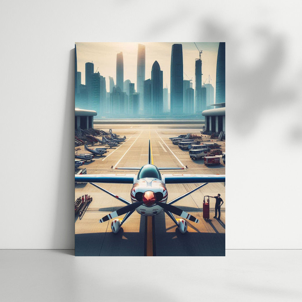 StuntAerobatic Aircraft: Flight over the Megapolis