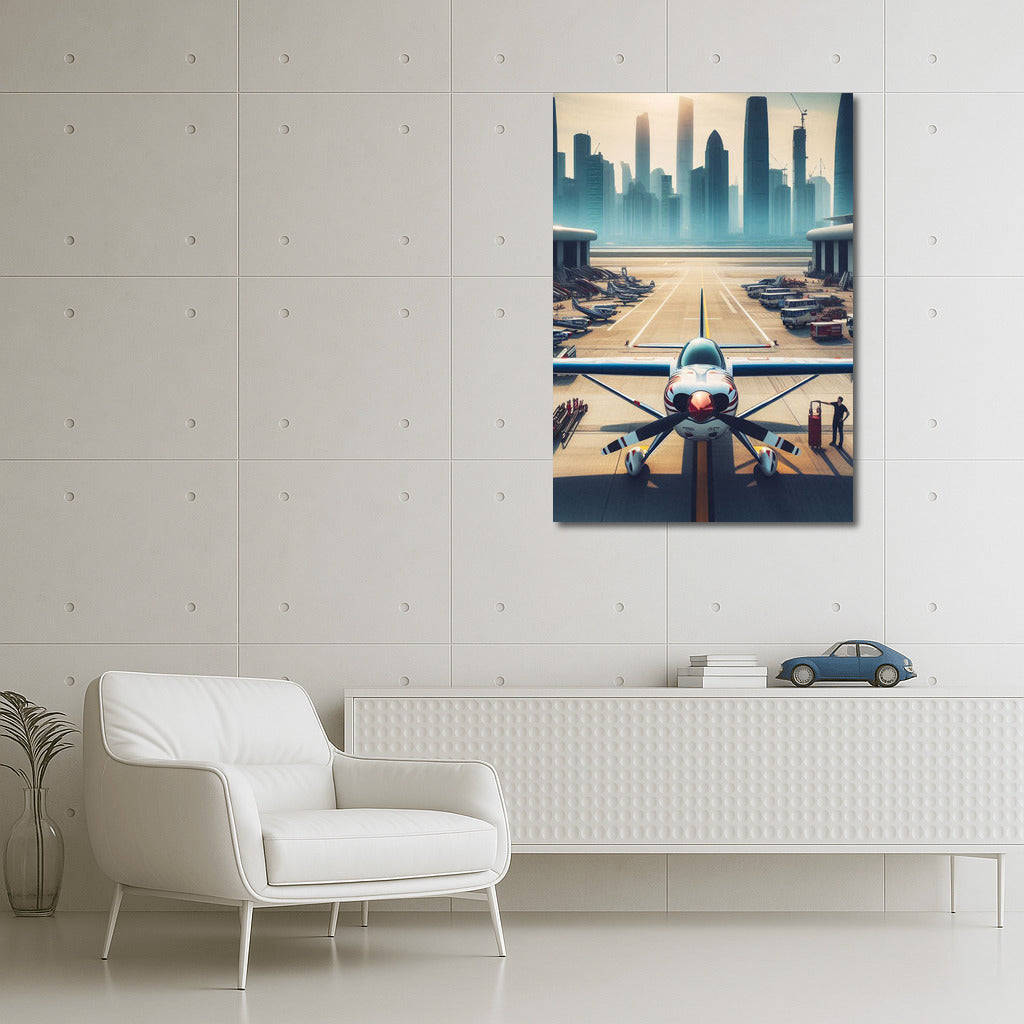 StuntAerobatic Aircraft: Flight over the Megapolis