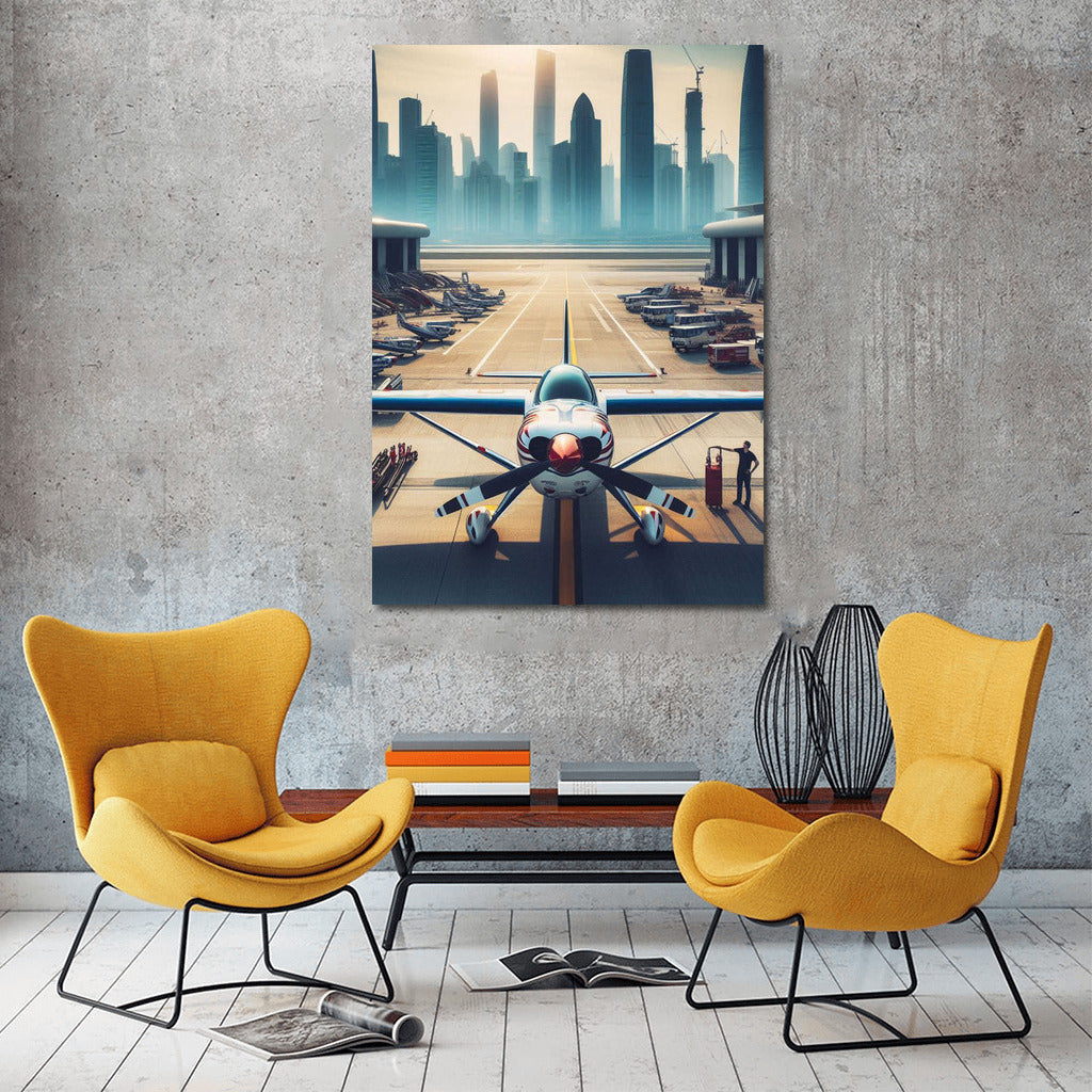 StuntAerobatic Aircraft: Flight over the Megapolis