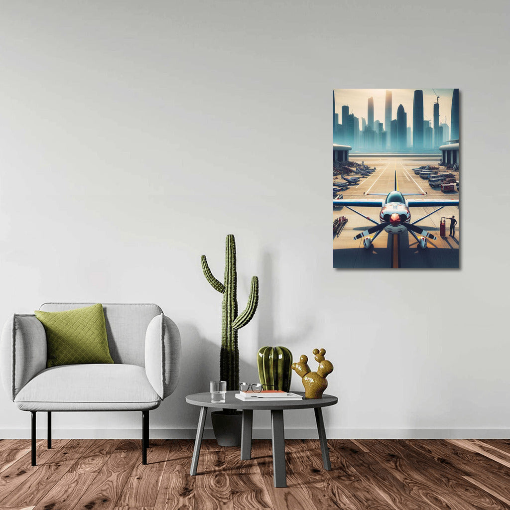 StuntAerobatic Aircraft: Flight over the Megapolis