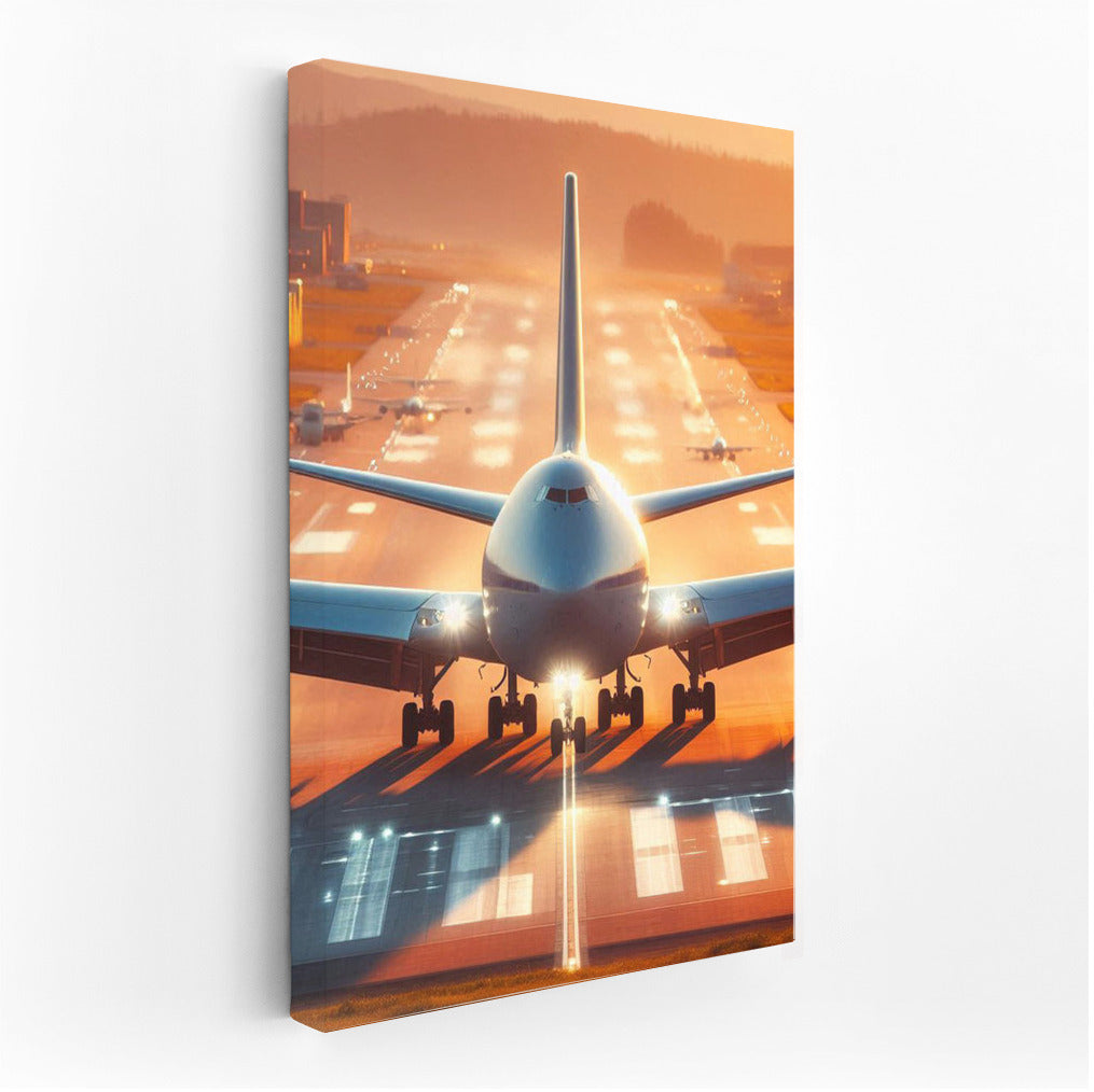 Sunset Takeoff: Tanker Aircraft on the Runway