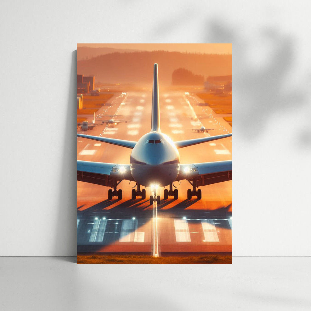 Sunset Takeoff: Tanker Aircraft on the Runway