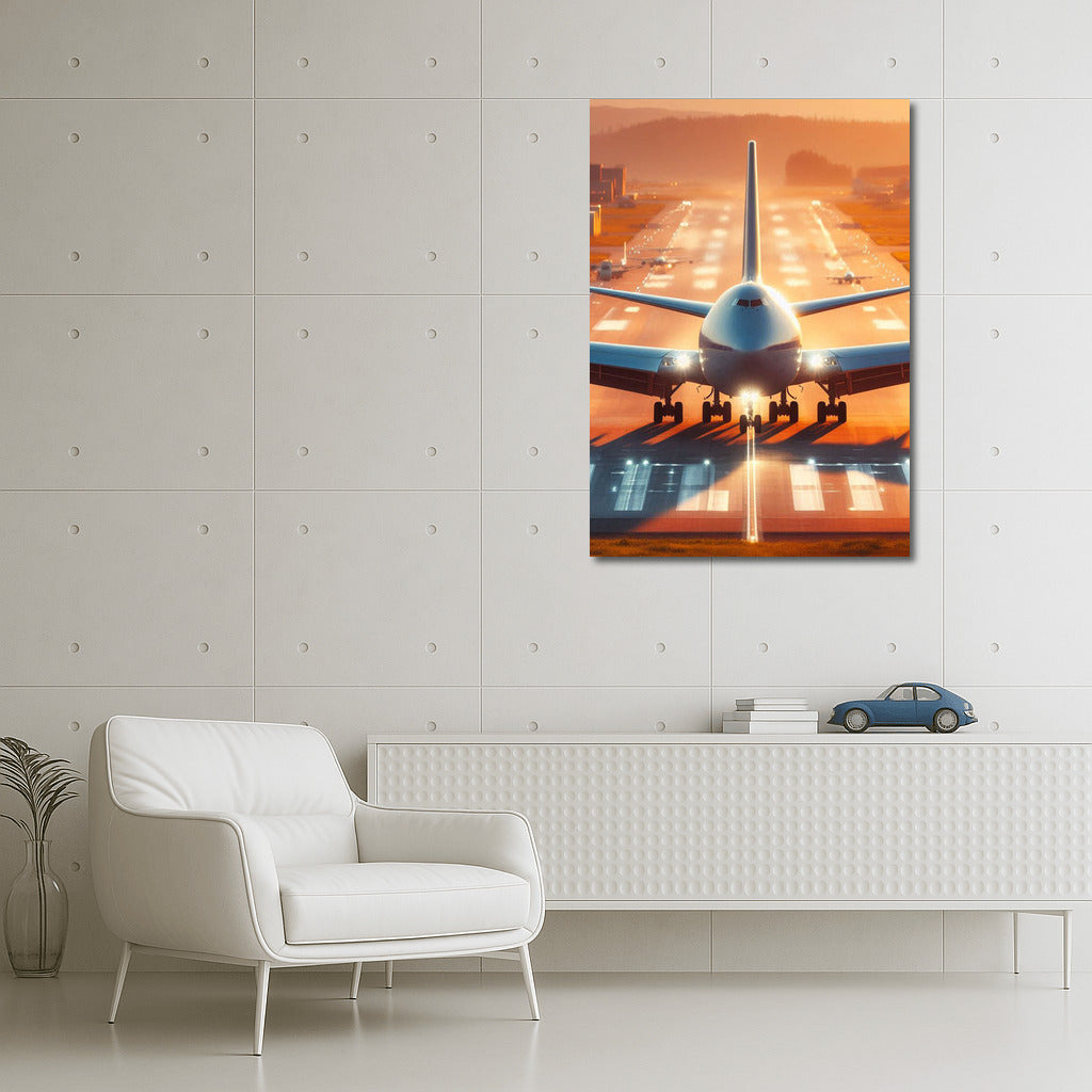 Sunset Takeoff: Tanker Aircraft on the Runway