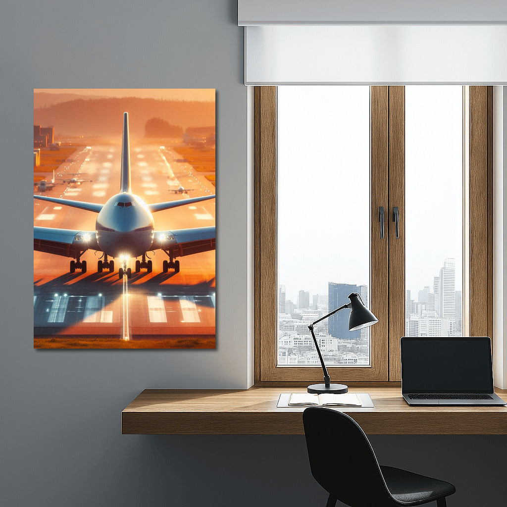 Sunset Takeoff: Tanker Aircraft on the Runway