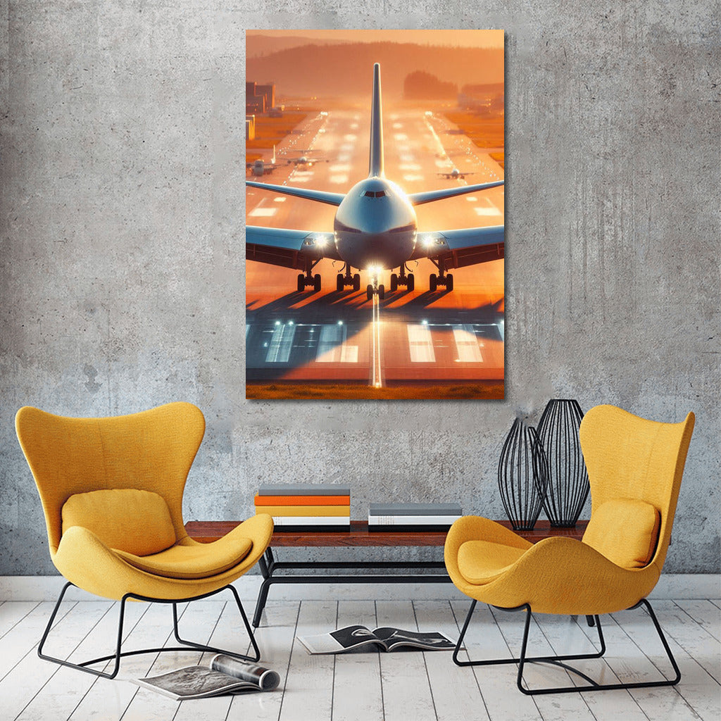 Sunset Takeoff: Tanker Aircraft on the Runway