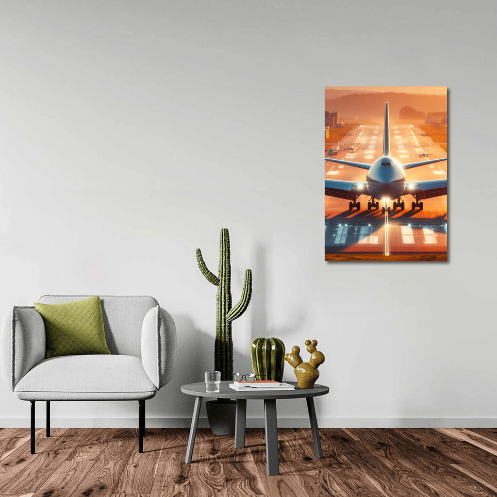 Sunset Takeoff: Tanker Aircraft on the Runway