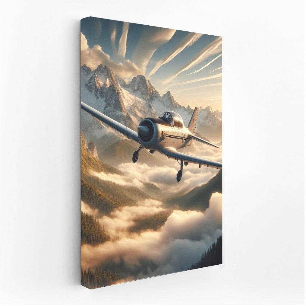 Training Aircraft Over Mountain Landscape: Flight to New Peaks