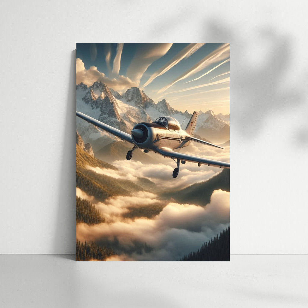 Training Aircraft Over Mountain Landscape: Flight to New Peaks