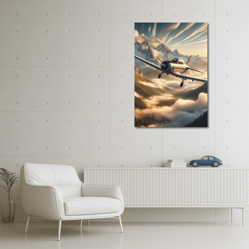 Training Aircraft Over Mountain Landscape: Flight to New Peaks