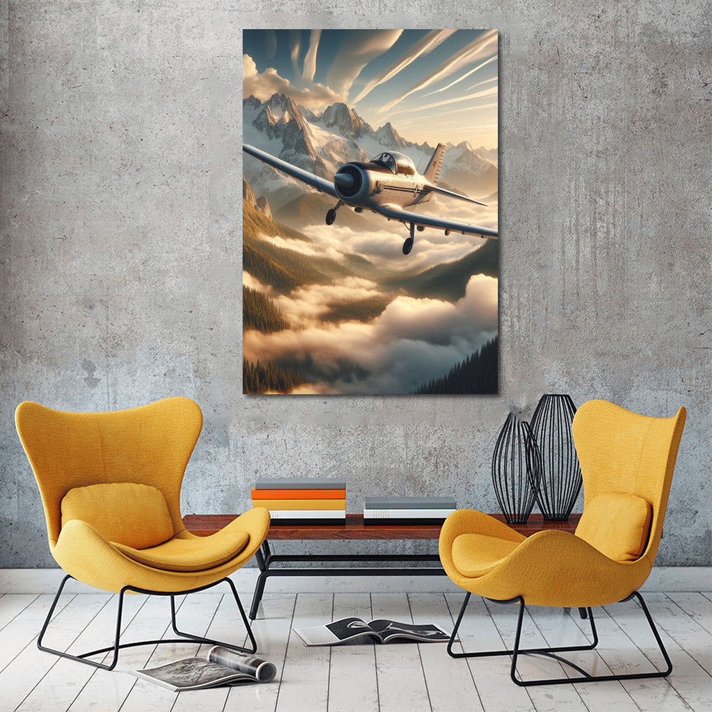 Training Aircraft Over Mountain Landscape: Flight to New Peaks