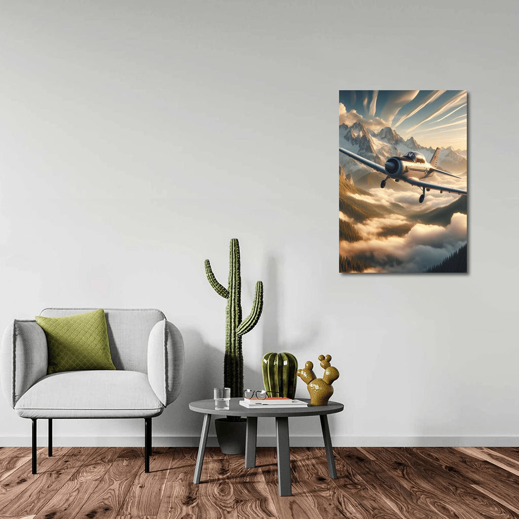 Training Aircraft Over Mountain Landscape: Flight to New Peaks