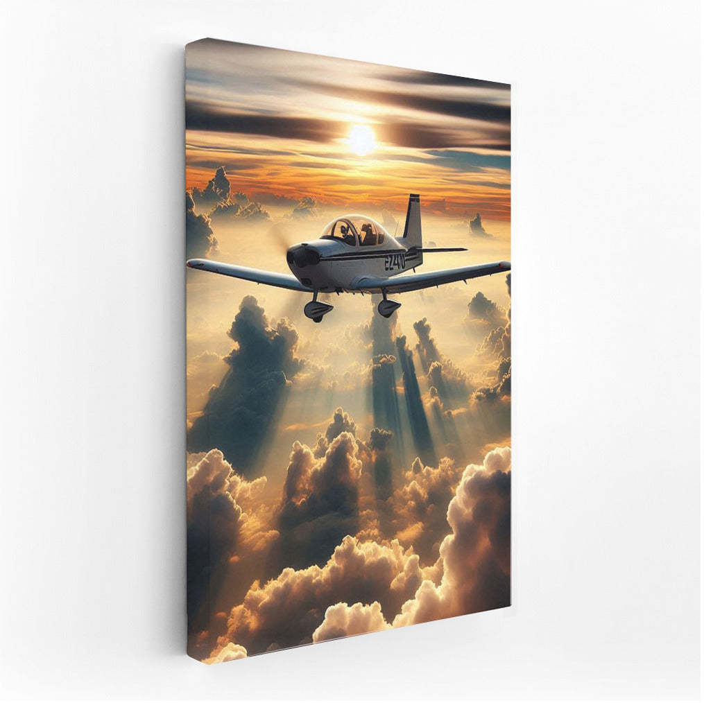 Trainer Jet in Sunset Flight: Soaring Above the Clouds