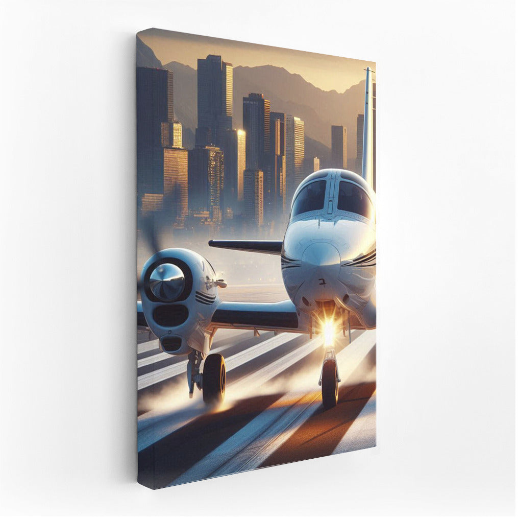 Training Airplane Over the City Skyline: Catch the Spirit of Flight