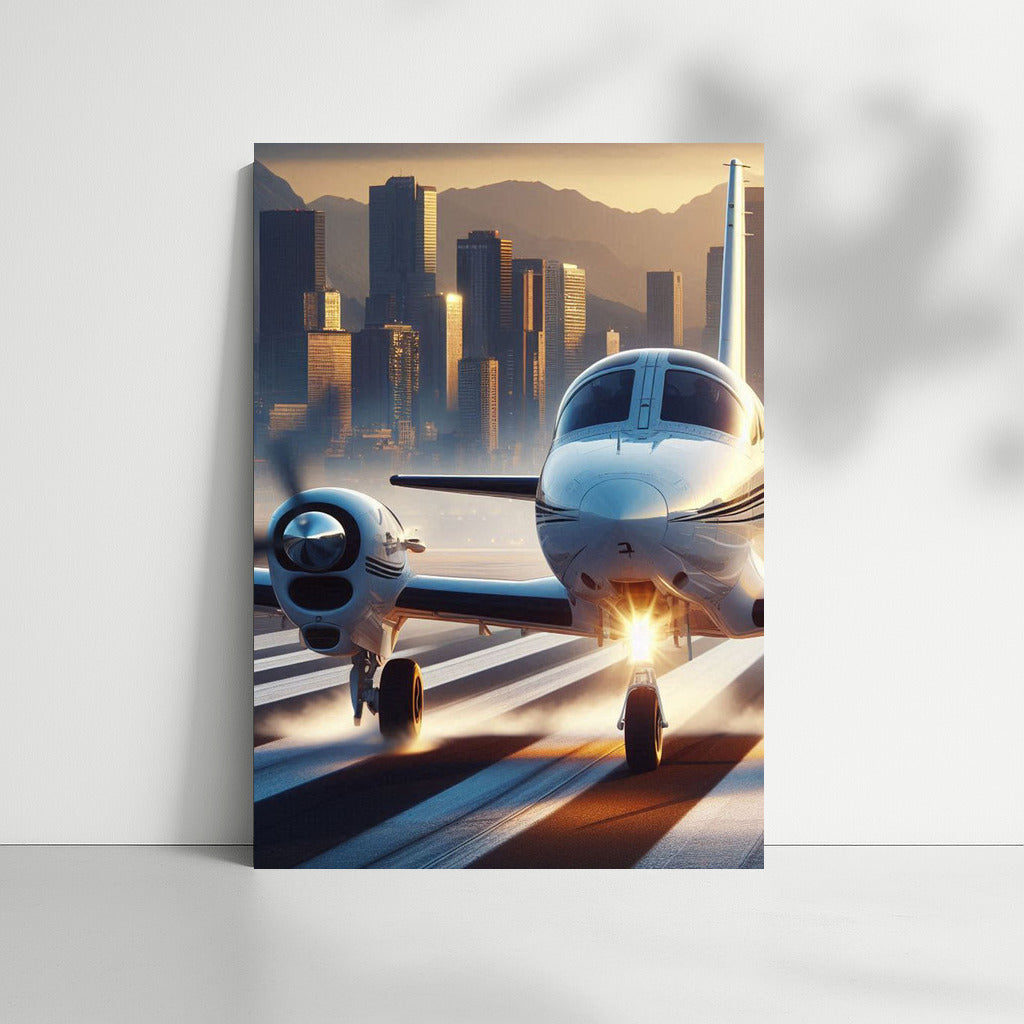 Training Airplane Over the City Skyline: Catch the Spirit of Flight