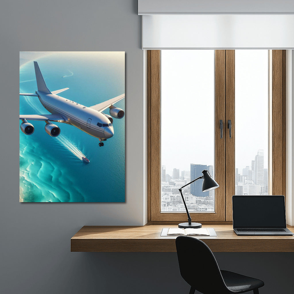 Winged Tanker over the Turquoise Ocean