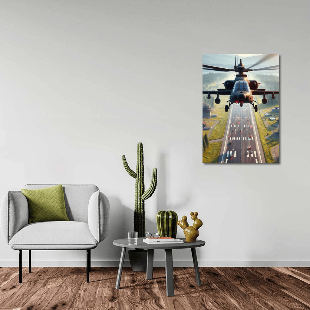 Runway: Dynamics of training helicopters against the landscape