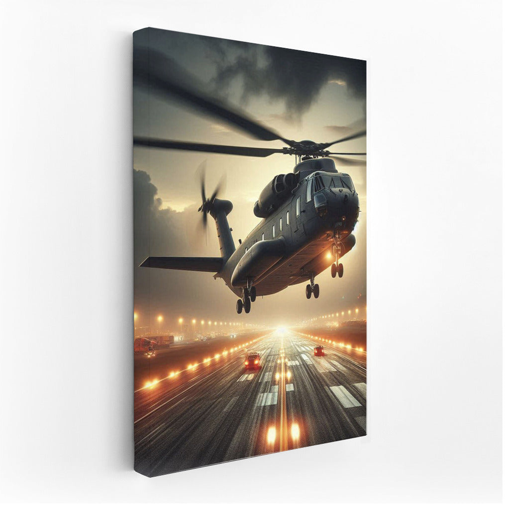 Power Takeoff: Transport Helicopter on the Runway
