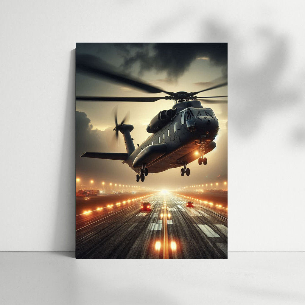 Power Takeoff: Transport Helicopter on the Runway