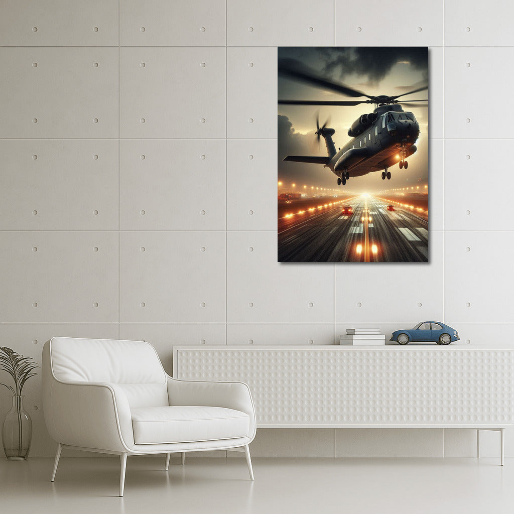 Power Takeoff: Transport Helicopter on the Runway