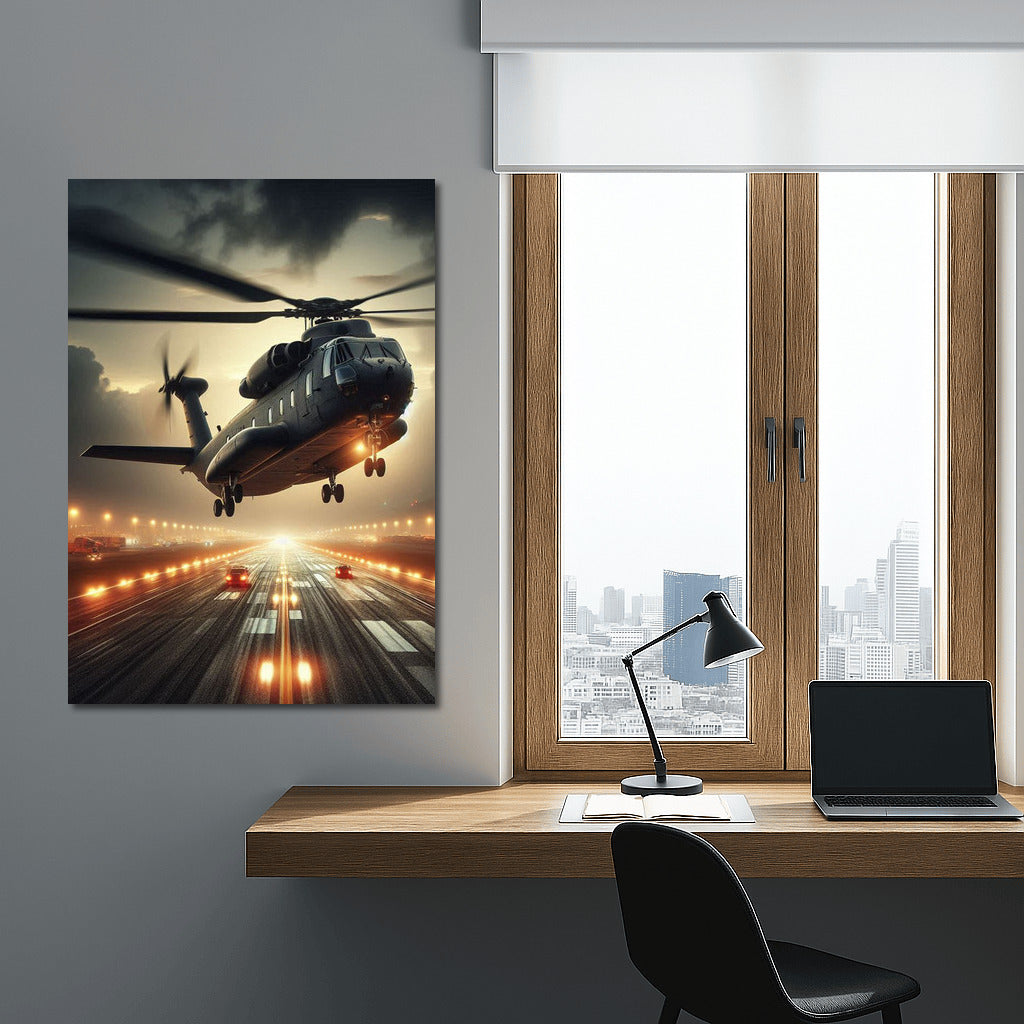 Power Takeoff: Transport Helicopter on the Runway