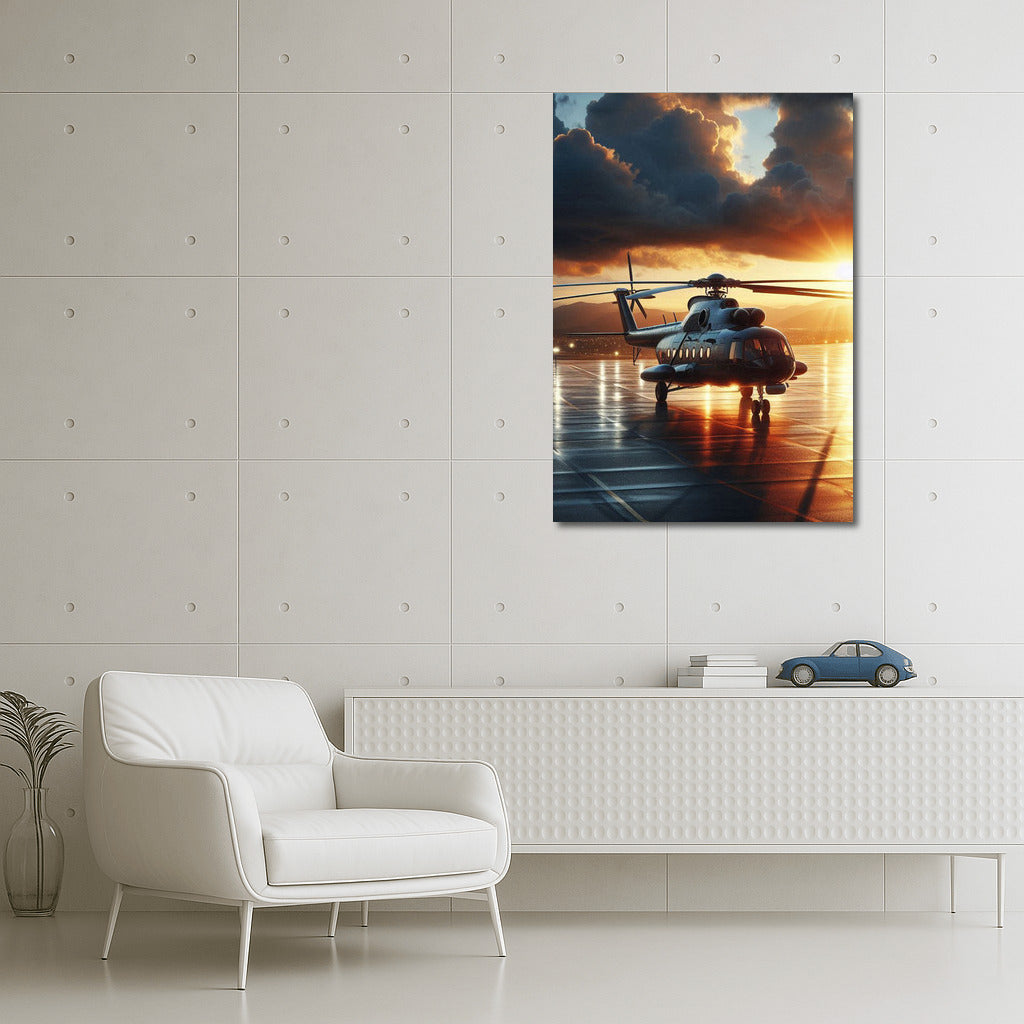 Transport Helicopters: Sunset Majesty at the Airport