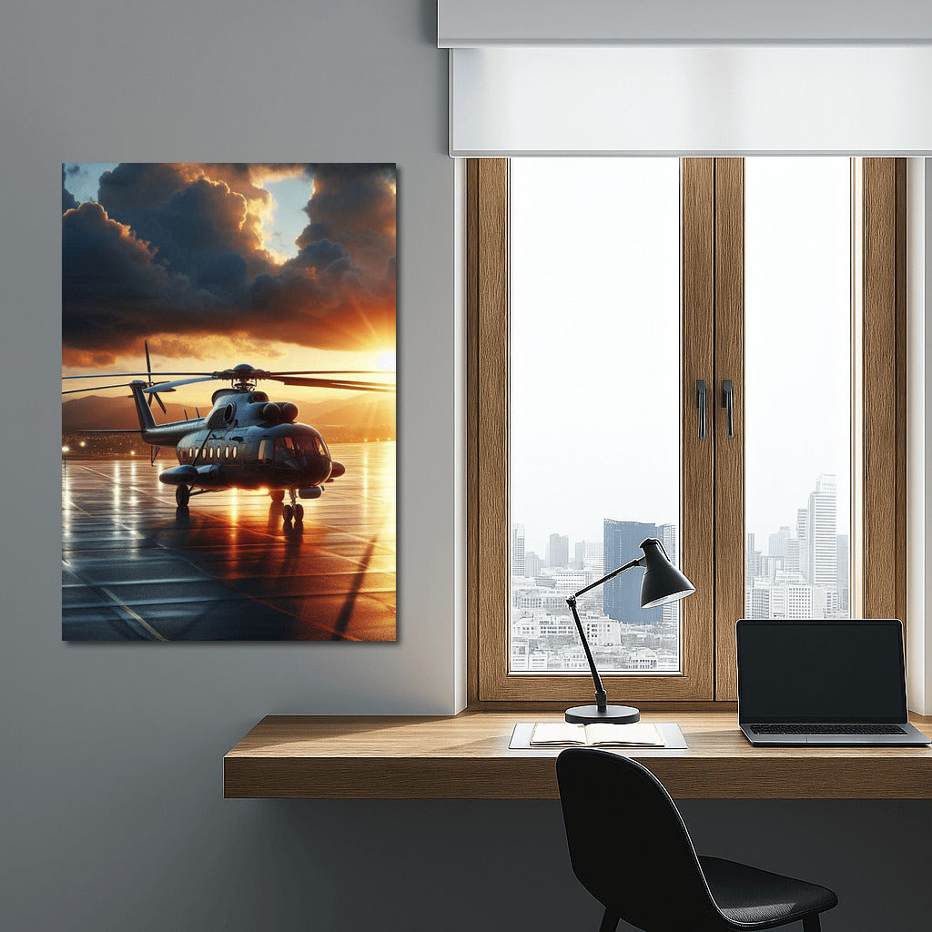 Transport Helicopters: Sunset Majesty at the Airport