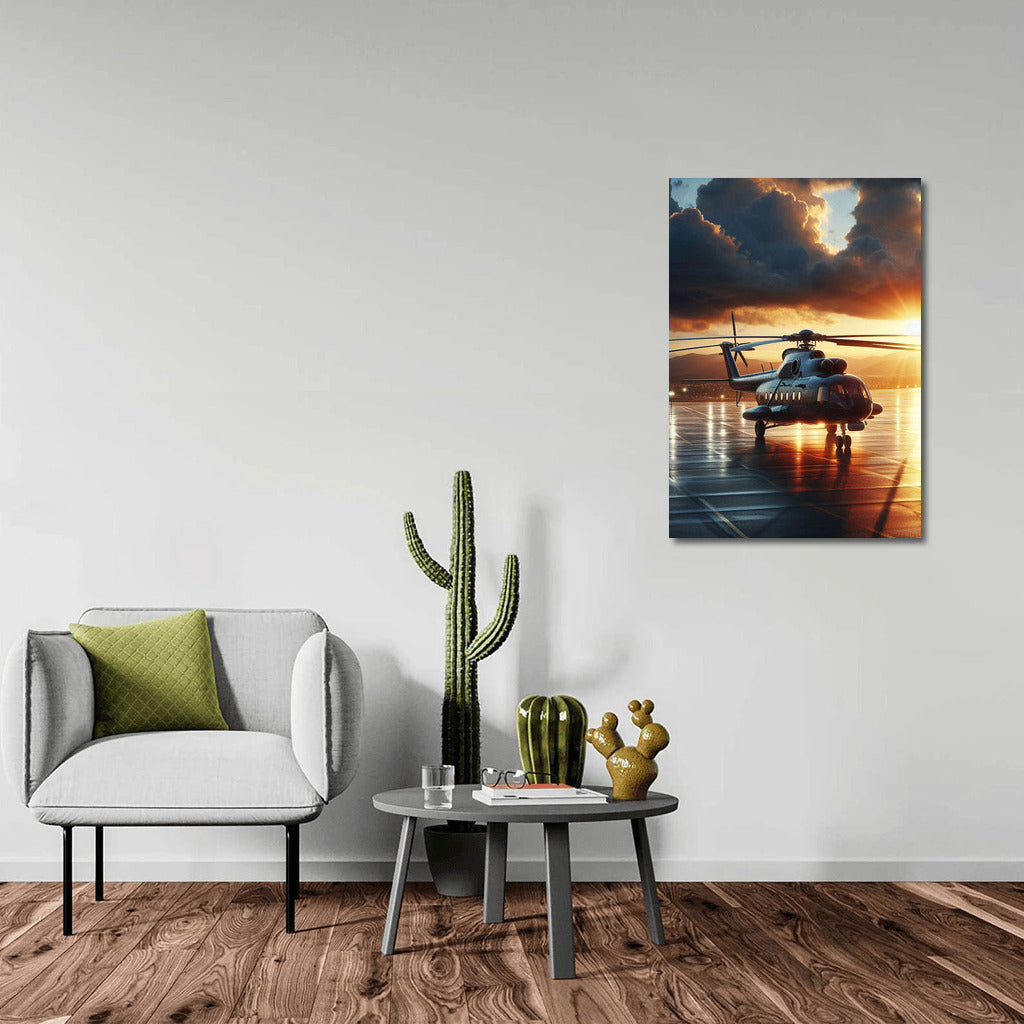 Transport Helicopters: Sunset Majesty at the Airport