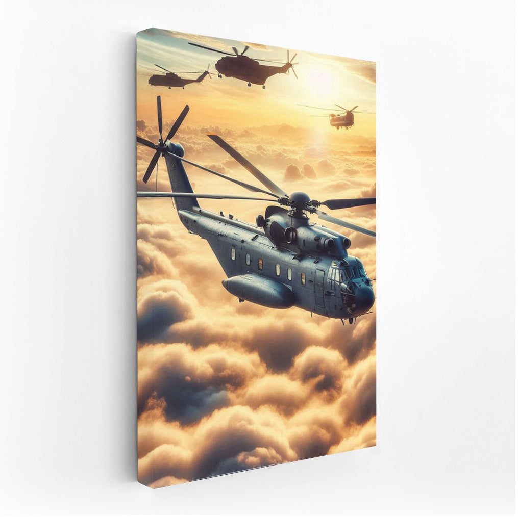 Hovering Transport Helicopters in the Clouds: Dynamics of the Skies