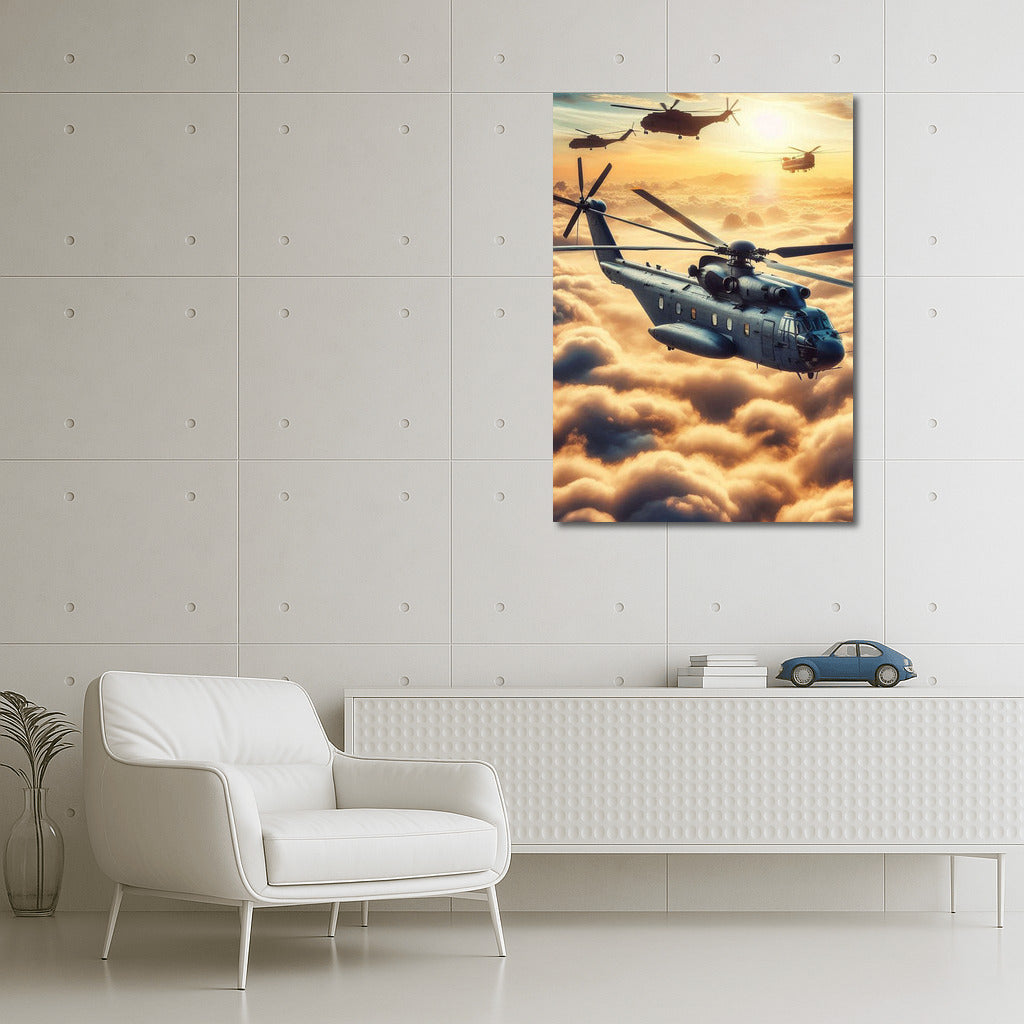 Hovering Transport Helicopters in the Clouds: Dynamics of the Skies