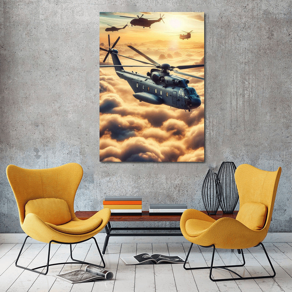 Hovering Transport Helicopters in the Clouds: Dynamics of the Skies