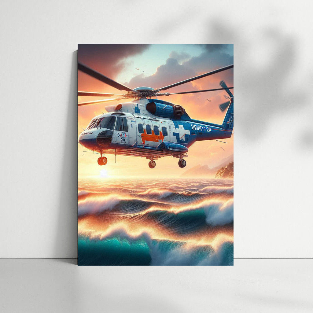 Helicopter Power Over Stormy Ocean: Dynamics and Adventure