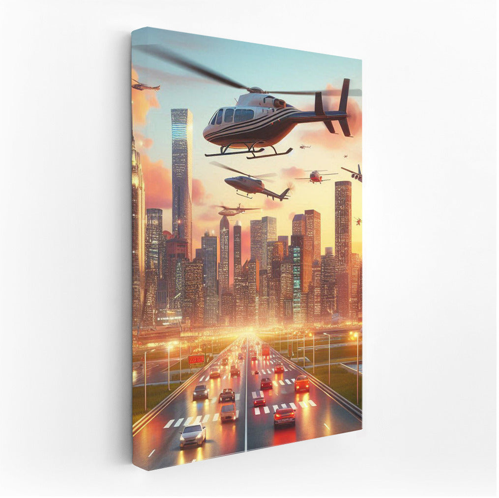 Sunset Flight: Helicopters over the City