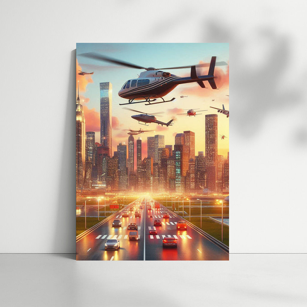 Sunset Flight: Helicopters over the City