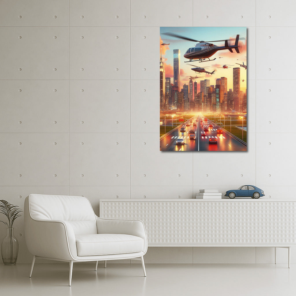 Sunset Flight: Helicopters over the City