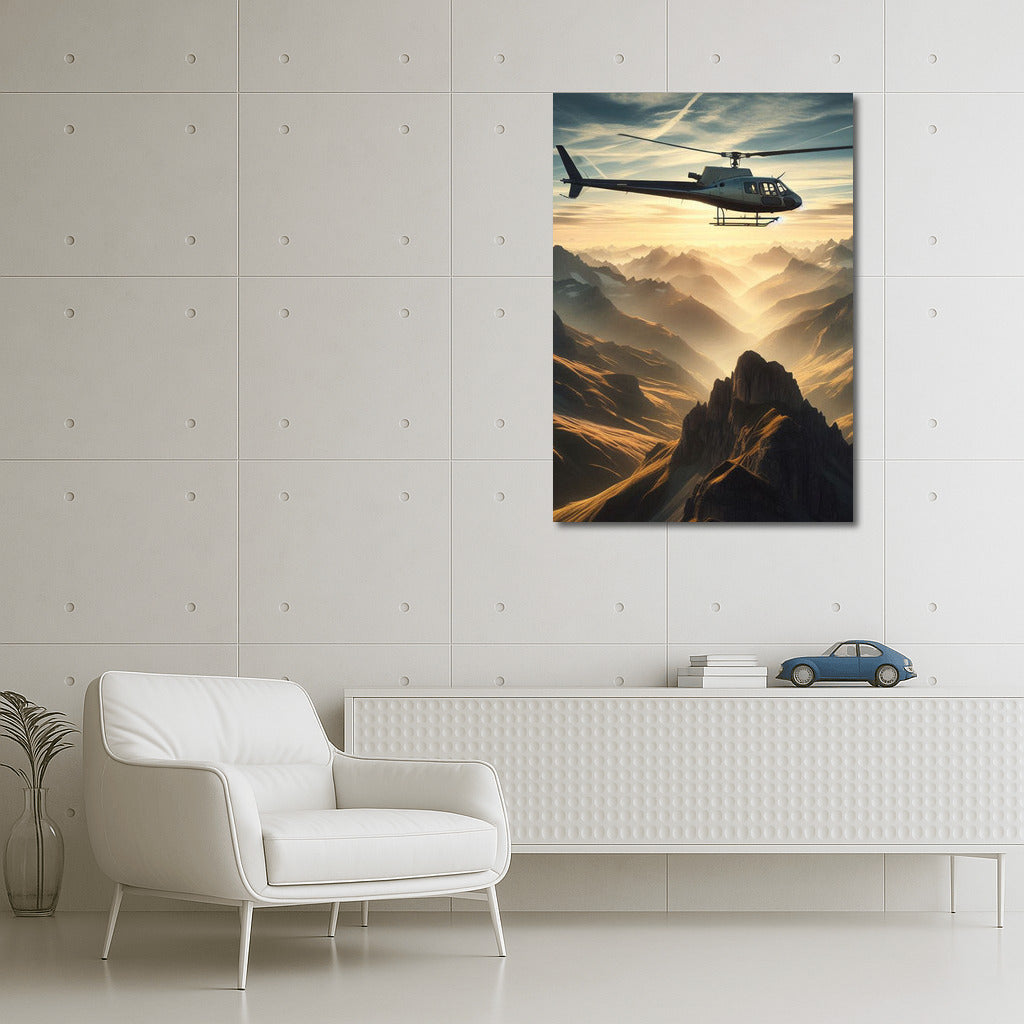 Morning Peaks and Helicopter: Freedom in the Skies